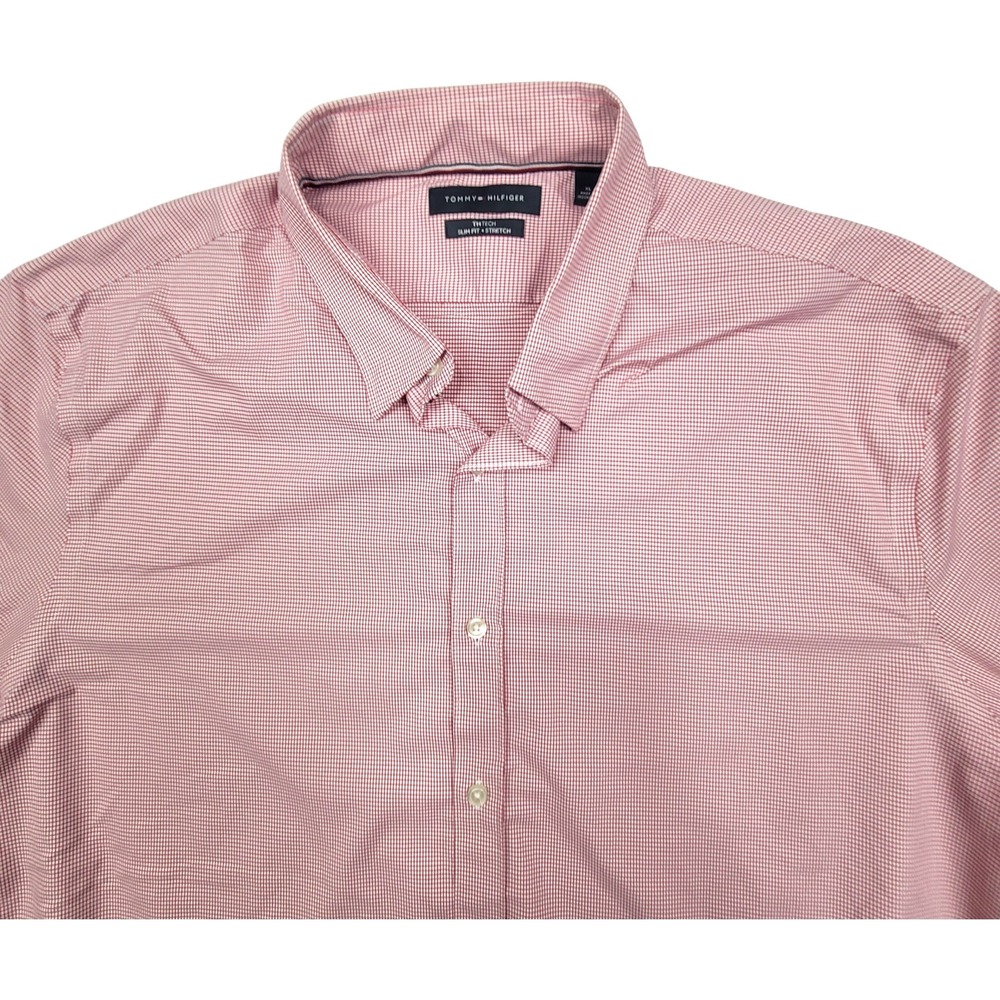 Tommy‎ Hilfiger Men's THTech Slim Fit Stretch Shirt Red Checkered XL